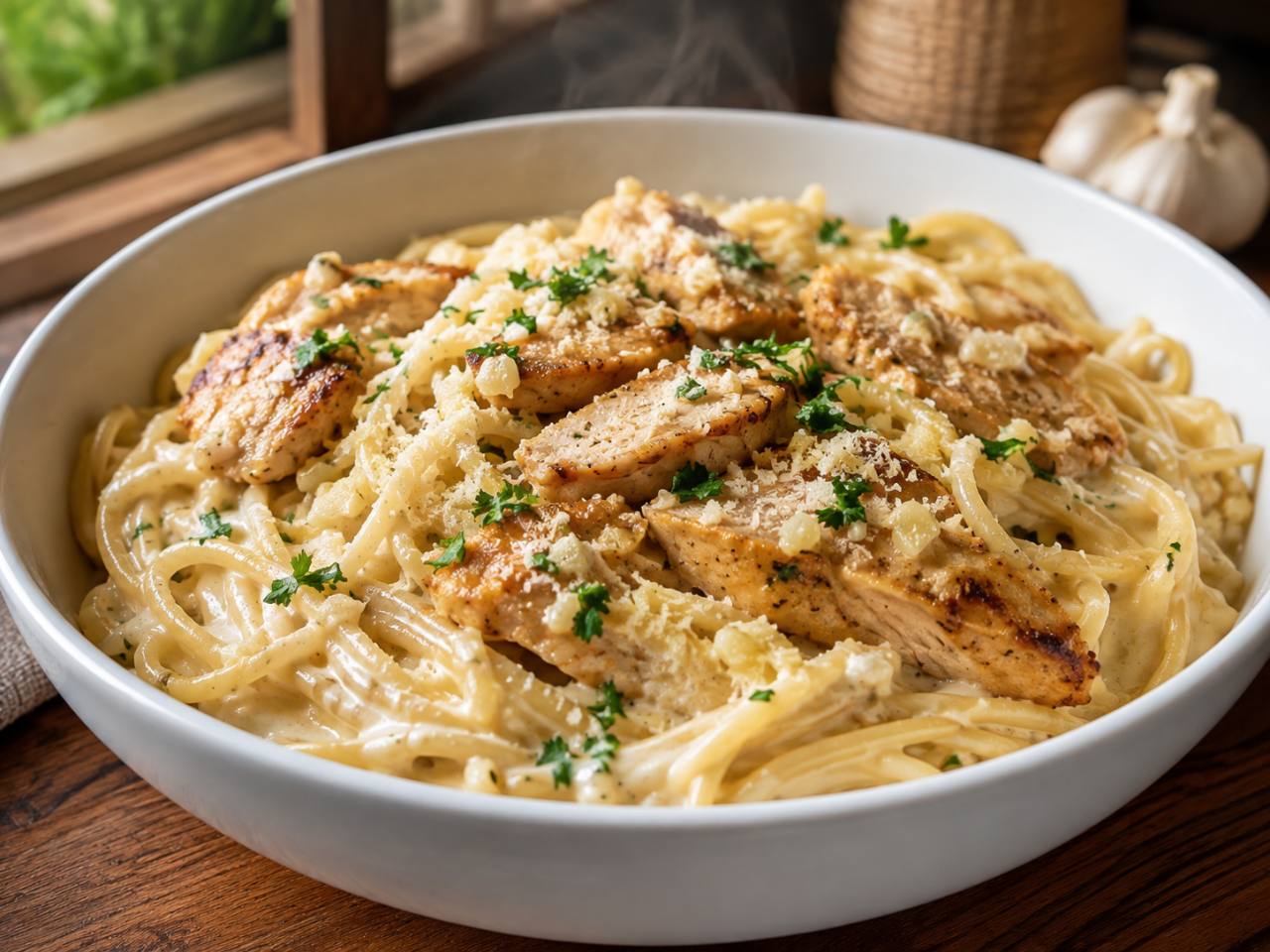 Budget Creamy Garlic Chicken Pasta